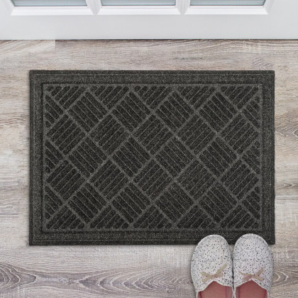 Šedá textilní gumová čistící venkovní vstupní rohož FLOMA Rambo - 43 x 63 x 1,1 cm