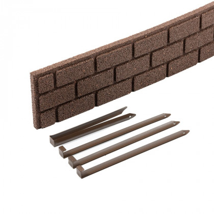 Šedý gumový zahradní obrubník FLOMA Bricks - 120 x 2,3 x 15 cm