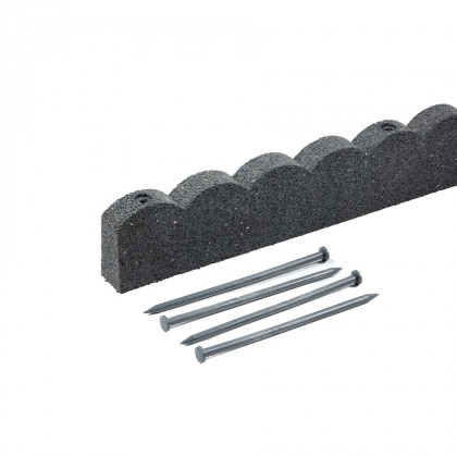 Šedý gumový zahradní obrubník FLOMA Scalloped - 120 x 5 x 10 cm