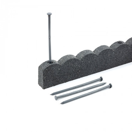 Šedý gumový zahradní obrubník FLOMA Scalloped - 120 x 5 x 10 cm