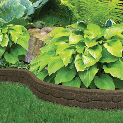 Šedý gumový zahradní obrubník FLOMA Rockwall - 122 x 5,1 x 8,9 cm