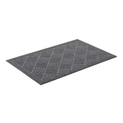 Šedá textilní gumová čistící vstupní rohož FLOMA Parquet - 60 x 90 x 1,1 cm