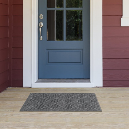 Šedá textilní gumová čistící vstupní rohož FLOMA Parquet - 60 x 90 x 1,1 cm