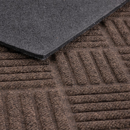 Hnědá textilní gumová čistící vstupní rohož FLOMA Parquet - 60 x 90 x 1,1 cm