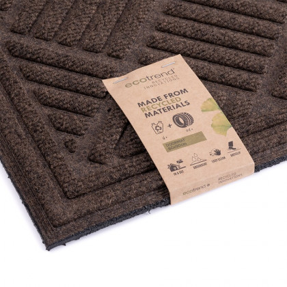 Hnědá textilní gumová čistící vstupní rohož FLOMA Parquet - 60 x 90 x 1,1 cm