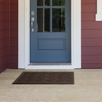 Hnědá textilní gumová čistící vstupní rohož FLOMA Parquet - 60 x 90 x 1,1 cm