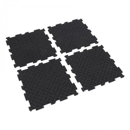 Černá gumová puzzle modulová dlažba Alpha - 30 x 30 x 0,7 cm - 10 ks