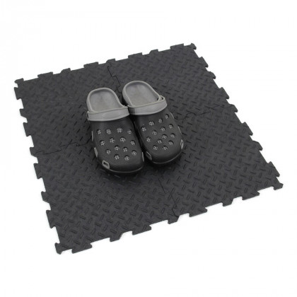 Černá gumová puzzle modulová dlažba Alpha - 30 x 30 x 0,7 cm - 10 ks