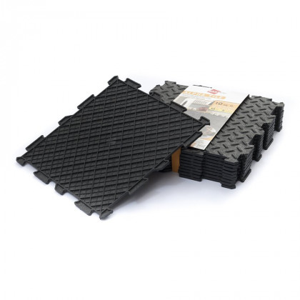 Černá gumová puzzle modulová dlažba Alpha - 30 x 30 x 0,7 cm - 10 ks