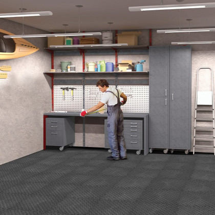 Černá gumová puzzle modulová dlažba Alpha - 30 x 30 x 0,7 cm - 10 ks