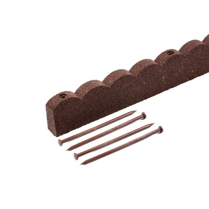 Světle hnědý gumový zahradní obrubník FLOMA Scalloped - 120 x 5 x 10 cm