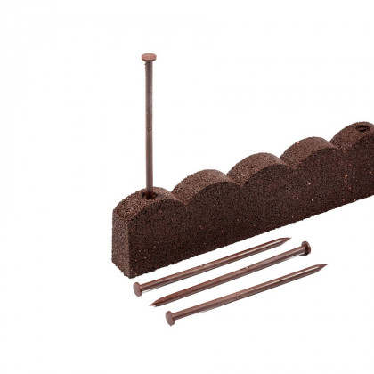 Světle hnědý gumový zahradní obrubník FLOMA Scalloped - 120 x 5 x 10 cm