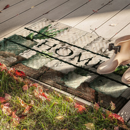 Textilní gumová čistící vnitřní vstupní rohož FLOMA Succulents - 45 x 75 x 1,1 cm