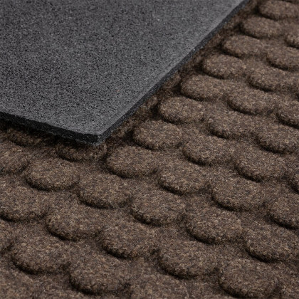 Hnědá textilní gumová čistící vstupní rohož FLOMA Rounds - 45 x 75 x 1,1 cm