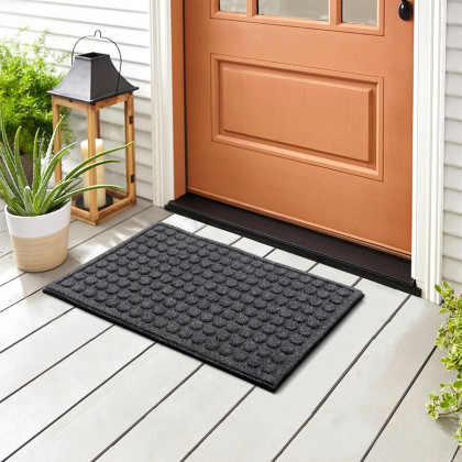 Černá textilní gumová čistící vstupní rohož FLOMA Rounds - 45 x 75 x 1,1 cm