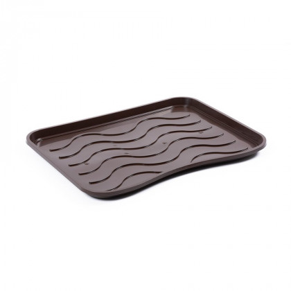 Hnědý plastový odkapávač na boty FLOMA Waves - 38 x 50 x 1,7 cm