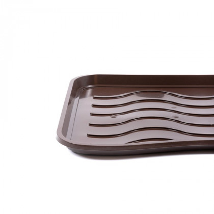 Hnědý plastový odkapávač na boty FLOMA Waves - 38 x 50 x 1,7 cm