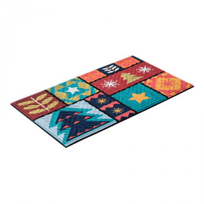 Textilní gumová čistící vnitřní vstupní rohož FLOMA Colorful Xmas - 45 x 75 x 1,1 cm