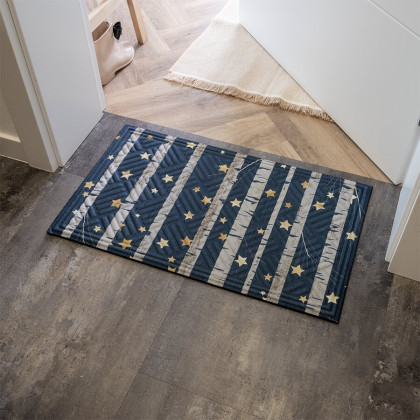 Textilní gumová čistící vnitřní vstupní rohož FLOMA Star & Birch - 45 x 75 x 1,1 cm