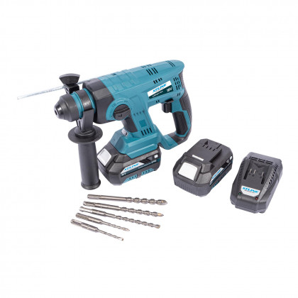 Aku kladivo SDS PLUS + 2 baterie 5.0 Ah + sada vrtáků + nabíječka 3.5 A + box
