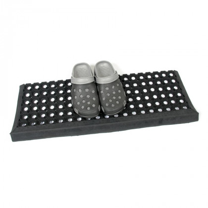 Gumový nášlap na schody na hrubé nečistoty FLOMA Honeycomb Step - 25 x 75 x 1,6 cm