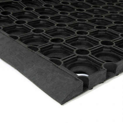 Gumový nášlap na schody na hrubé nečistoty FLOMA Honeycomb Step - 25 x 75 x 1,6 cm