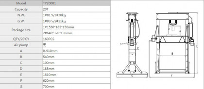 Hydraulický lis 20t BR20001 (TY20001)