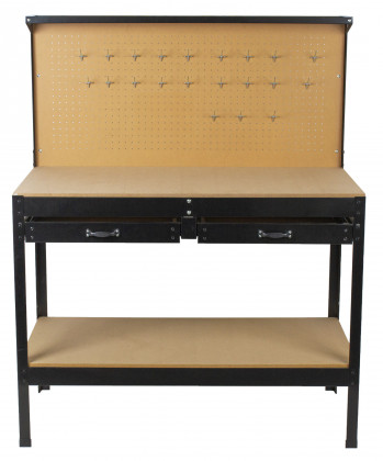 Pracovní stůl ECONOMY s děrovanou deskou, dvěma šuplíky a odkládacím prostorem - WT1002A