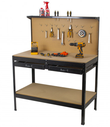 Pracovní stůl ECONOMY s děrovanou deskou, dvěma šuplíky a odkládacím prostorem - WT1002A