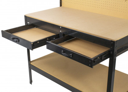 Pracovní stůl ECONOMY s děrovanou deskou, dvěma šuplíky a odkládacím prostorem - WT1002A