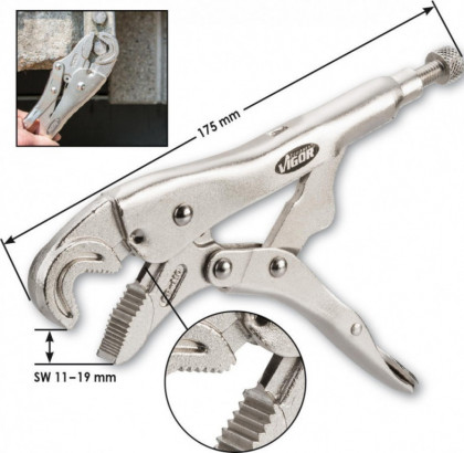 Čelisťové svírací kleště (11–19 mm), 175 mm dlouhé