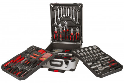 Sada nářadí v hliníkovém kufru s Gola sadou 1/2" a 1/4", 186 ks - K6101