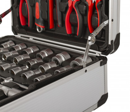 Sada nářadí v hliníkovém kufru s Gola sadou 1/2" a 1/4", 186 ks - K6101