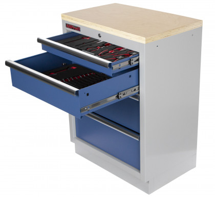 Celokovová dílenská skříňka PROFI BLUE se 4-mi šuplíky 680x458x910 mm - MTGC1304