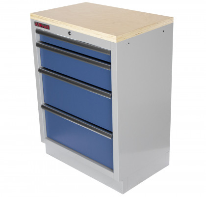 Celokovová dílenská skříňka PROFI BLUE se 4-mi šuplíky 680x458x910 mm - MTGC1304