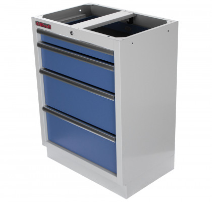 Celokovová dílenská skříňka PROFI BLUE se 4-mi šuplíky 680x458x910 mm - MTGC1304