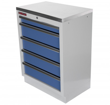 Celokovová dílenská skříňka PROFI BLUE s 5-ti šuplíky 680x458x910 mm - MTGC1305