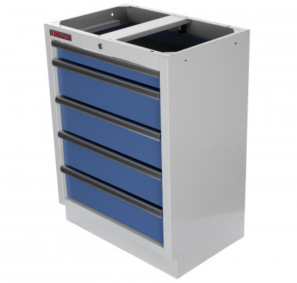 Celokovová dílenská skříňka PROFI BLUE s 5-ti šuplíky 680x458x910 mm - MTGC1305