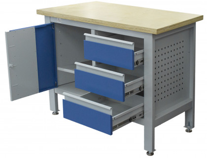 Pracovní stůl se třemi zásuvkami a skříňkou - TSK5413-L