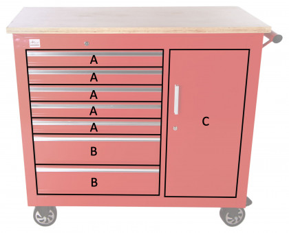 Pojízdný pracovní stůl / skříňka na nářadí s pracovní deskou - TBR-L4407E-X