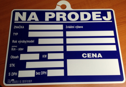Štítek plastový \"NA PRODEJ\" - modro/bílý - 724250300