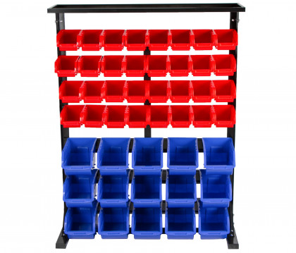 Kovový regál s plastovými boxy 47 ks - SBRF3447