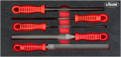 Pilníky 5 dílů ve výplni do dílenského vozíku VIGOR - V5072