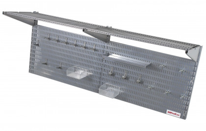 Děrovaná deska včetně dvou polic a příslušenství 1200 x 380 x 16mm - AL8030