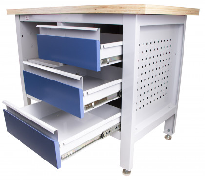 Pracovní stůl se třemi zásuvkami a policí - TSK5403-L