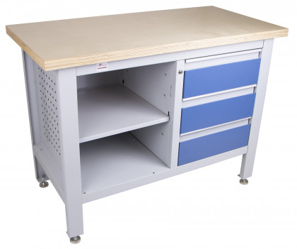 Pracovní stůl se třemi zásuvkami a policí - TSK5403-L