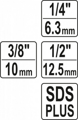 Adaptéry do vrtačky SDS+ na 1/4", 3/8", 1/2" (sada 3ks) - YT-04686