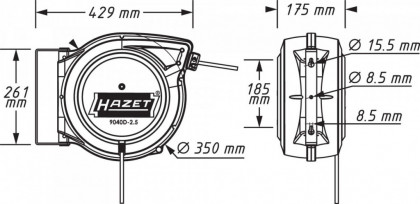 Samonavíjecí prodlužovací kabel (buben) 20m 9040D-2.5 HAZET - HA214631