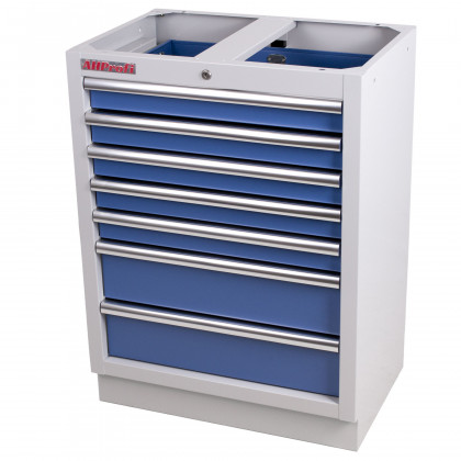 Celokovová skříňka s 7-mi šuplíky PROFI, modrá - MTGC1307