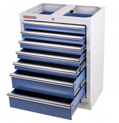 Celokovová skříňka s 7-mi šuplíky PROFI, modrá - MTGC1307
